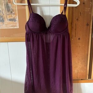 Elegant Purple Lace Babydoll/mini dress